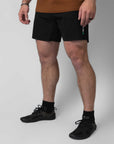 black reyllen element crossfit gym workout shorts for men 5 inch angle 2