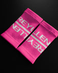 reyllen crossfit lifting sweat bands wrist bands pink pair angle view