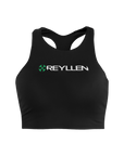 reyllen ladies racerback train top with built in bra black