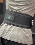 Reyllen X-Prime Crossfit foam core weightlifting belt 5" taper black worn by man back view
