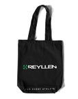 reyllen canvas cotton tote bag black top down view with straps