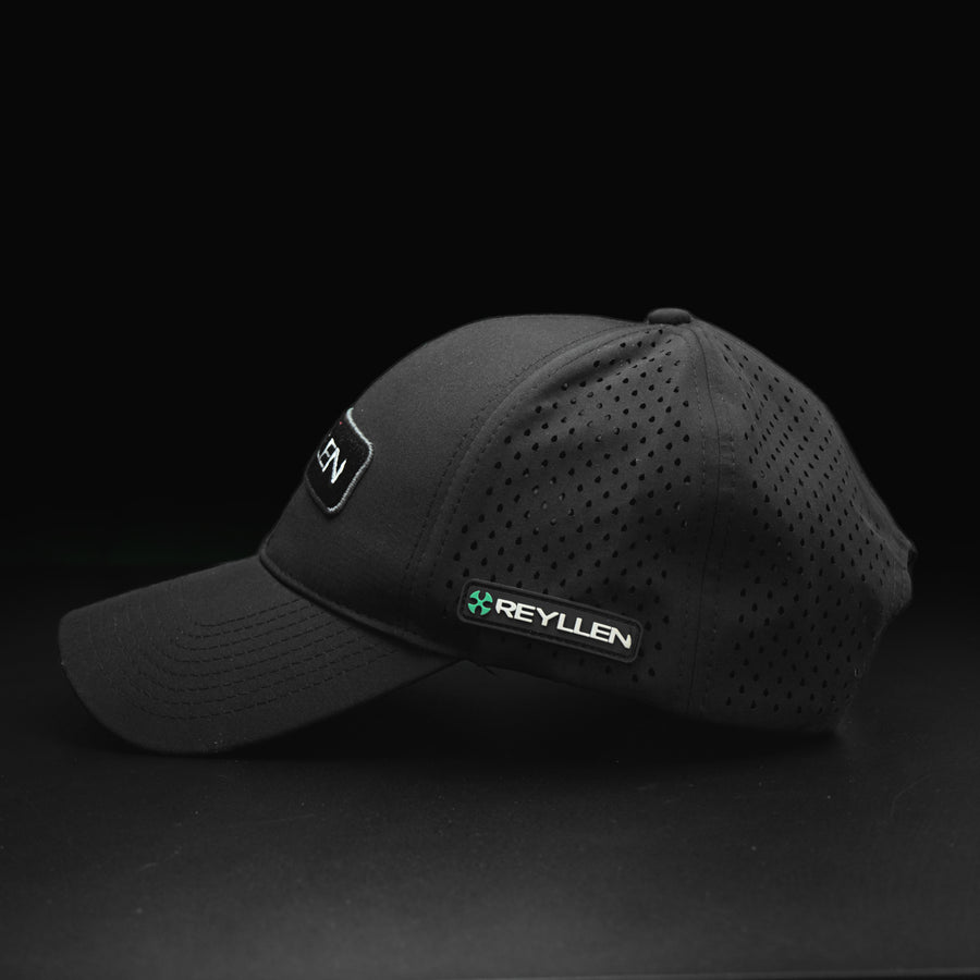 reyllen performance baseball cap hat black side view