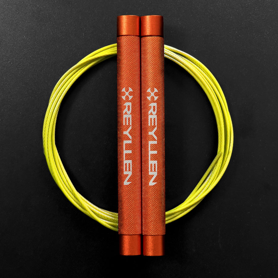 Reyllen Flare MX CrossFit Speed Skipping Jump Rope aluminium handles orange and yellow nylon cable