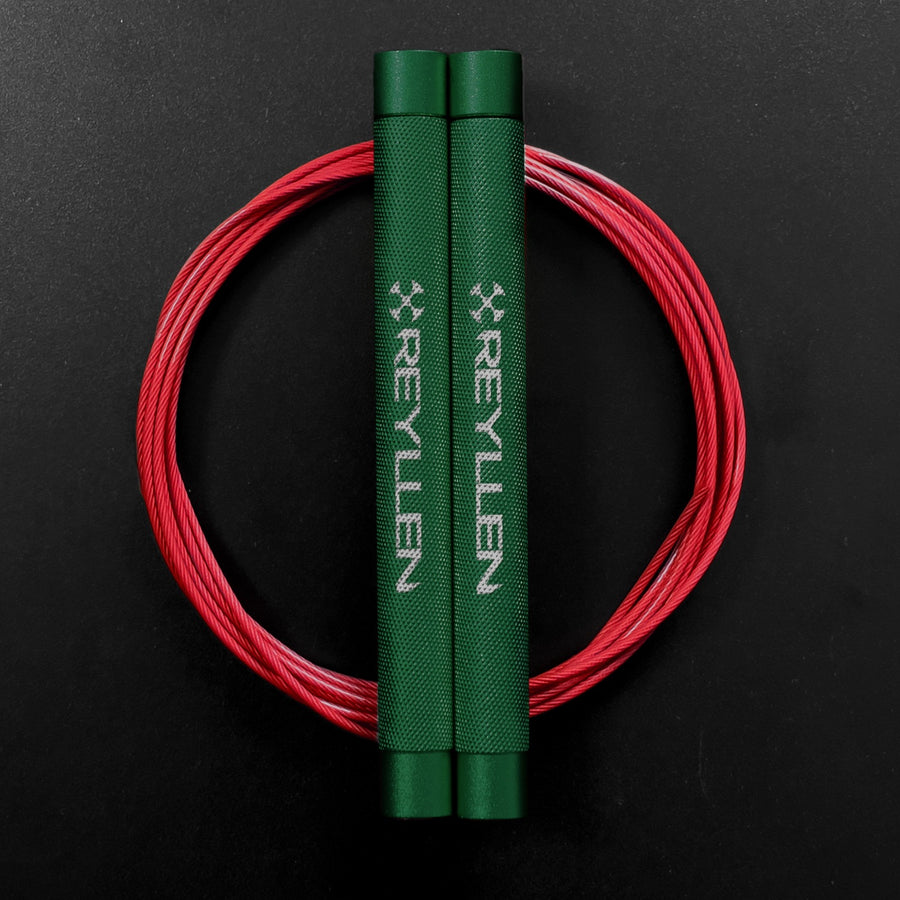 Reyllen Flare MX CrossFit Speed Skipping Jump Rope aluminium handles  green and red nylon cable