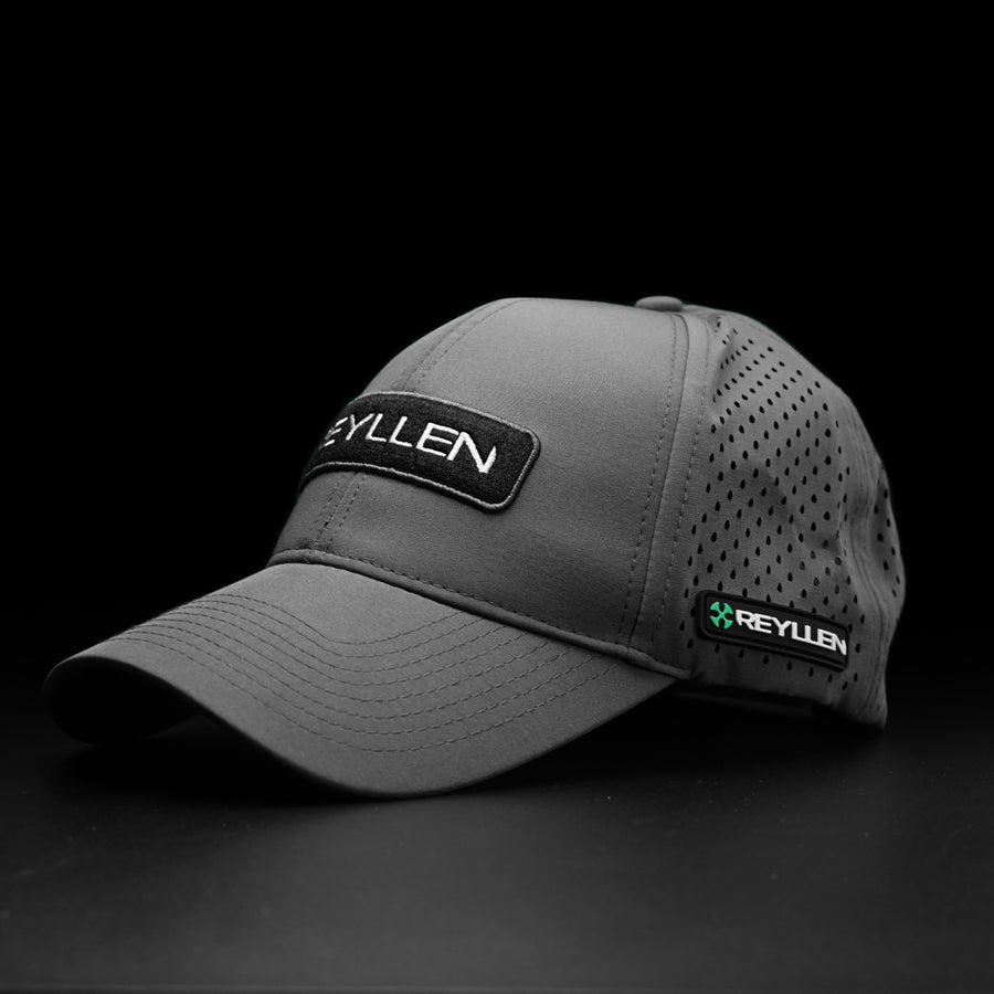 reyllen performance baseball cap hat grey angle view front