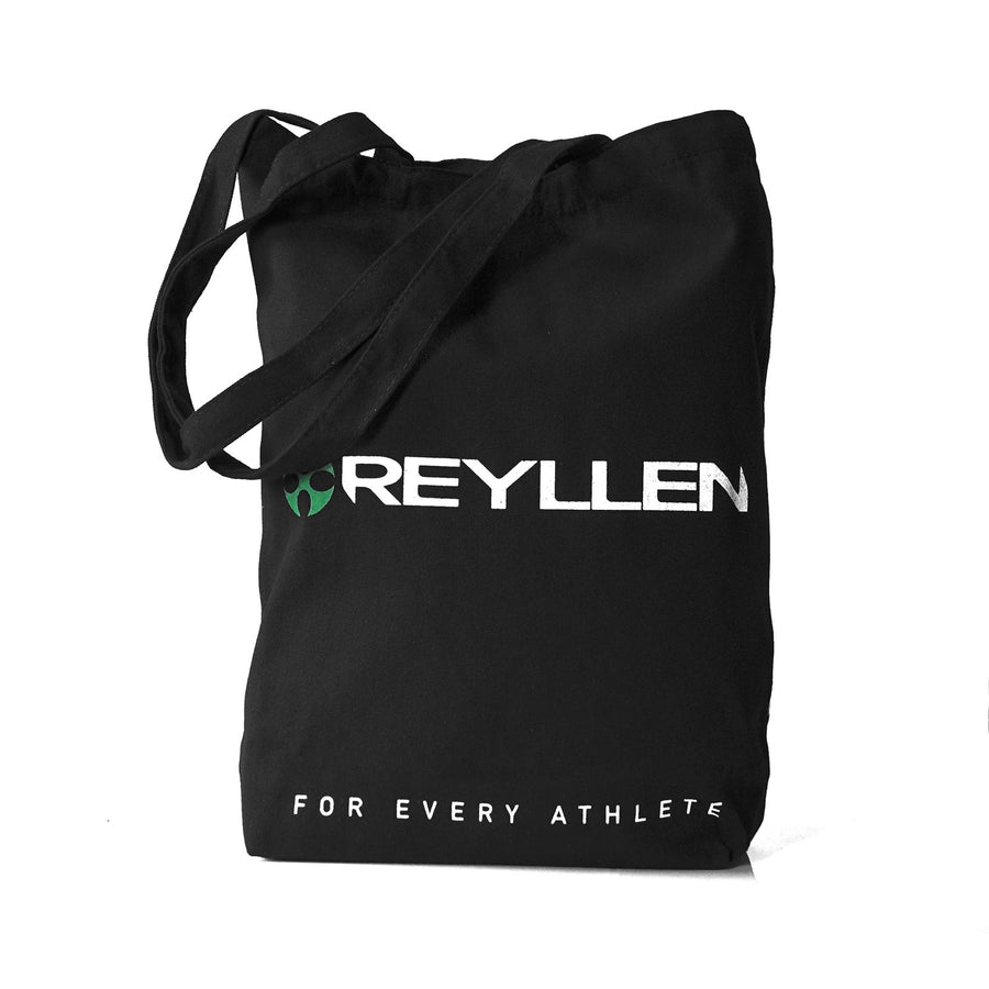 reyllen canvas cotton tote bag black front view with handles