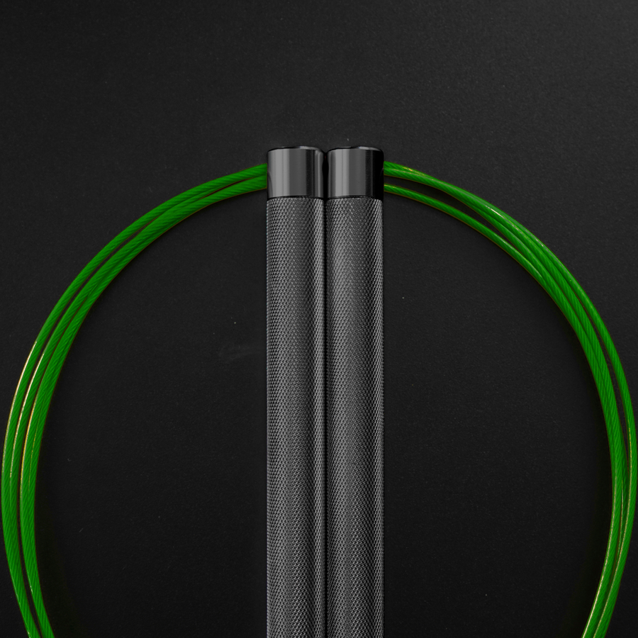 Reyllen Flare PRO CrossFit Speed Skipping Jump Rope Aluminium Handles grey and green nylon pro cable