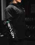 Reyllen Soft Shell Jacket Unisex Polyester Fleece Hood worn by woman side view
