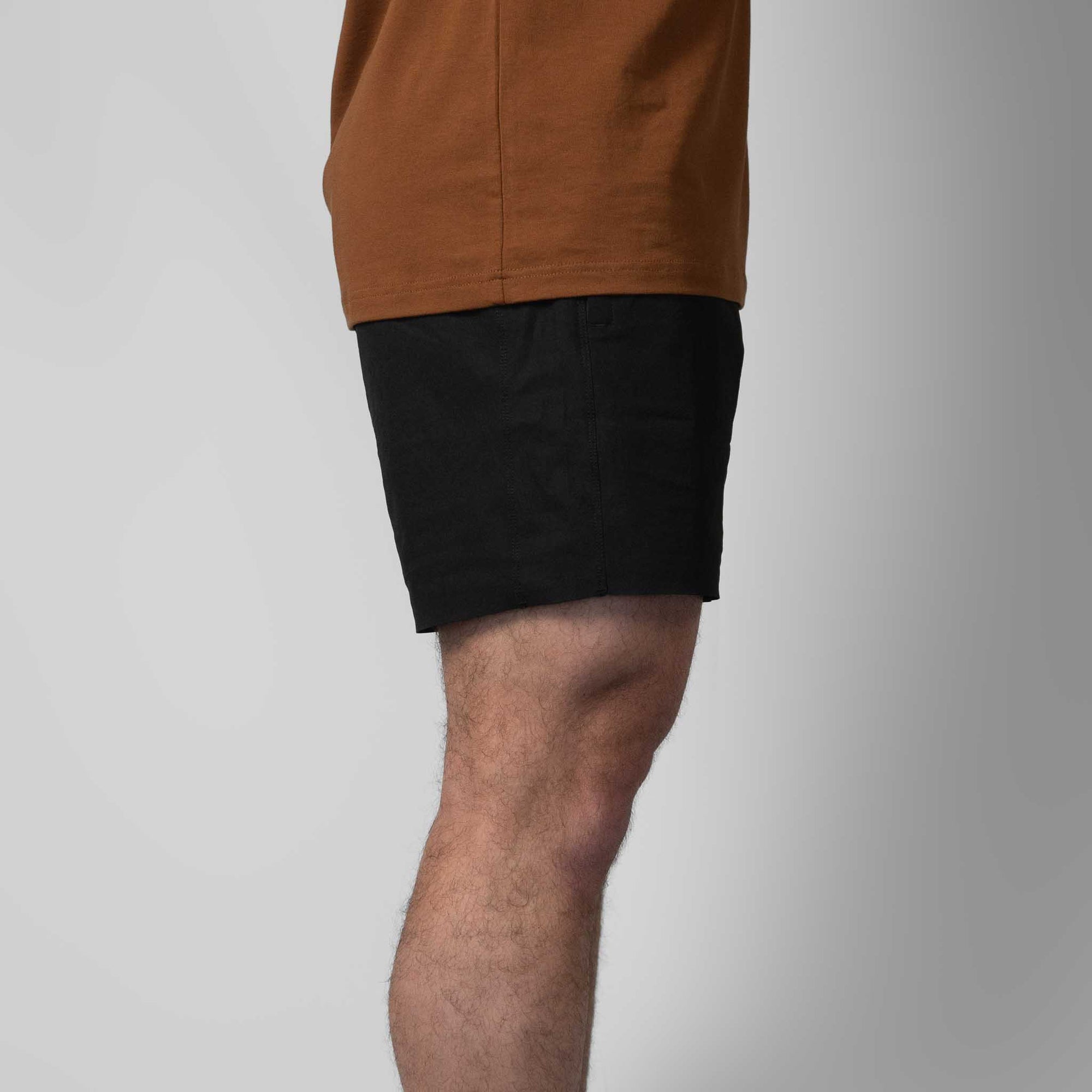black reyllen element crossfit gym workout shorts for men 5 inch side