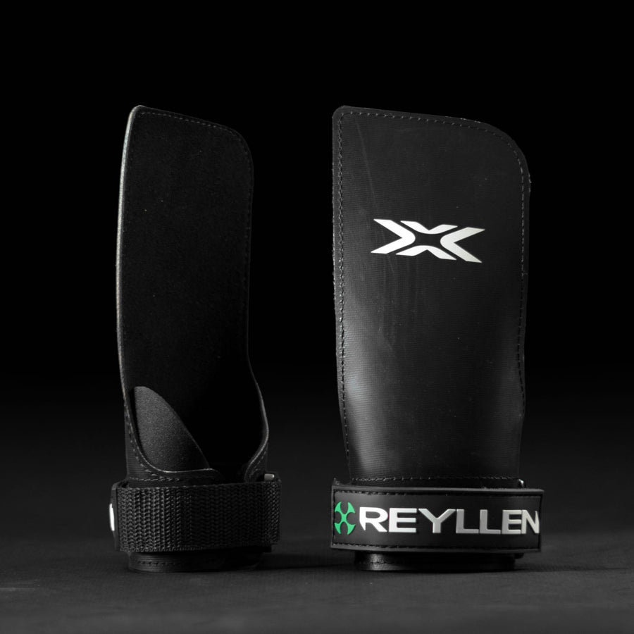 Reyllen Seal X4 Rubber Fingerless CrossFit Gymnastics Grips black background