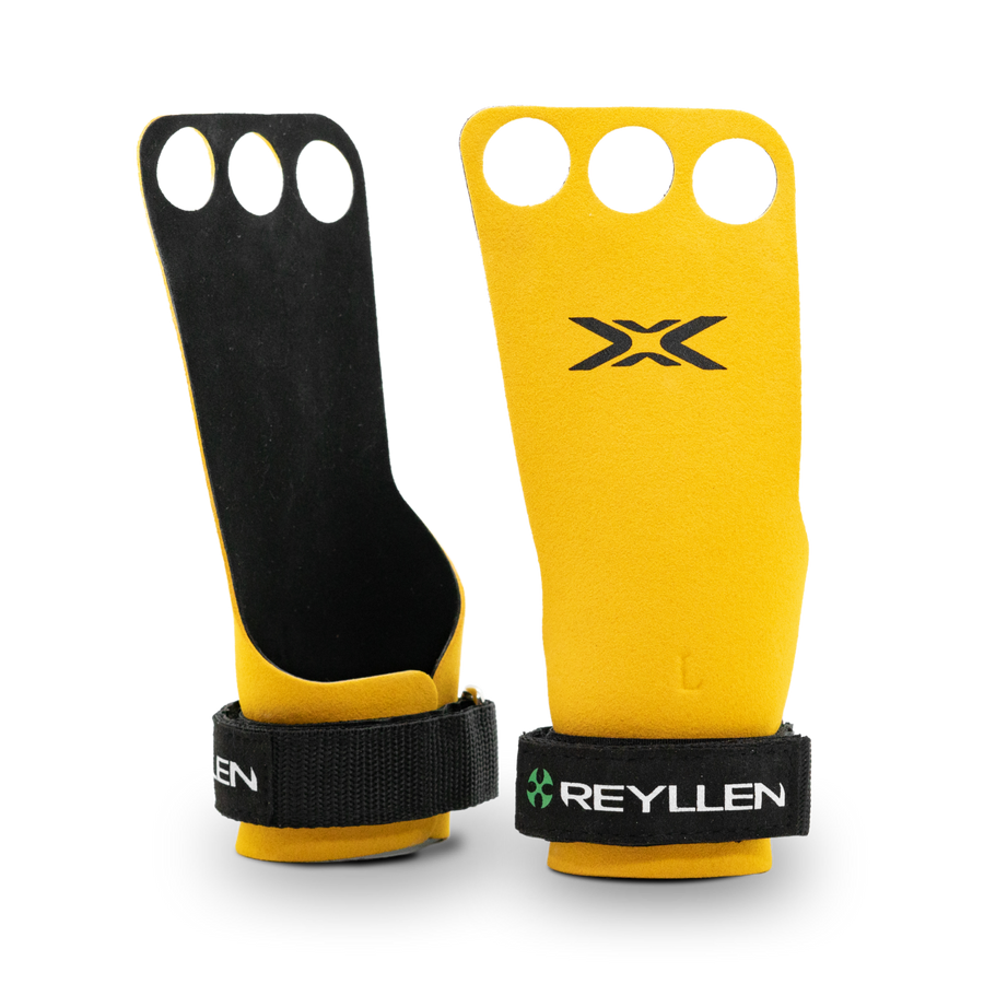 Reyllen BumbleBee X3 3-hole CrossFit Gymnastic Hand Grips pair front png profile
