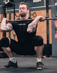 reyllen m2 stretch raglan mens t-shirt used during workout squat
