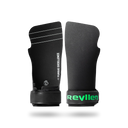 Pair of Reyllen Seal Pro Grips 5 in black, the front face printed with Pursue Excellence, on a Reyllen wrist cuff in green