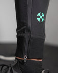 reyllen X1 unisex man woman joggers black nylon stretchy lower leg logo detail shot