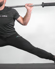 reyllen X1 unisex man woman joggers black nylon stretchy showing stretch properties