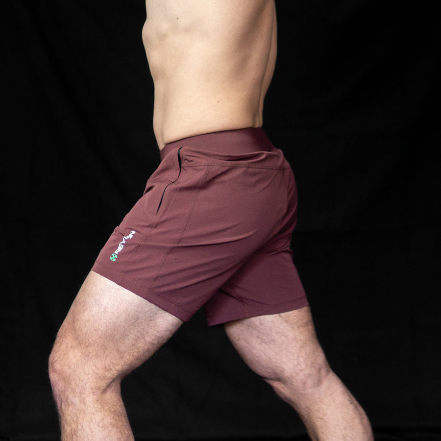 reyllen X1 gym workout crossfit shorts chocolate 2
