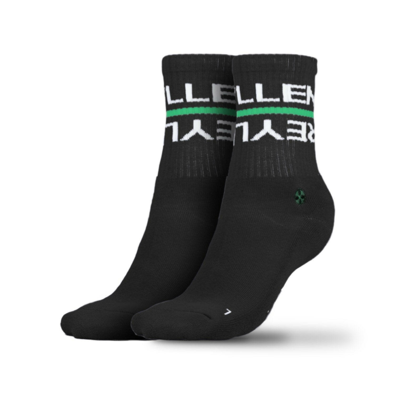 reyllen crossfit athlete socks black pair side view