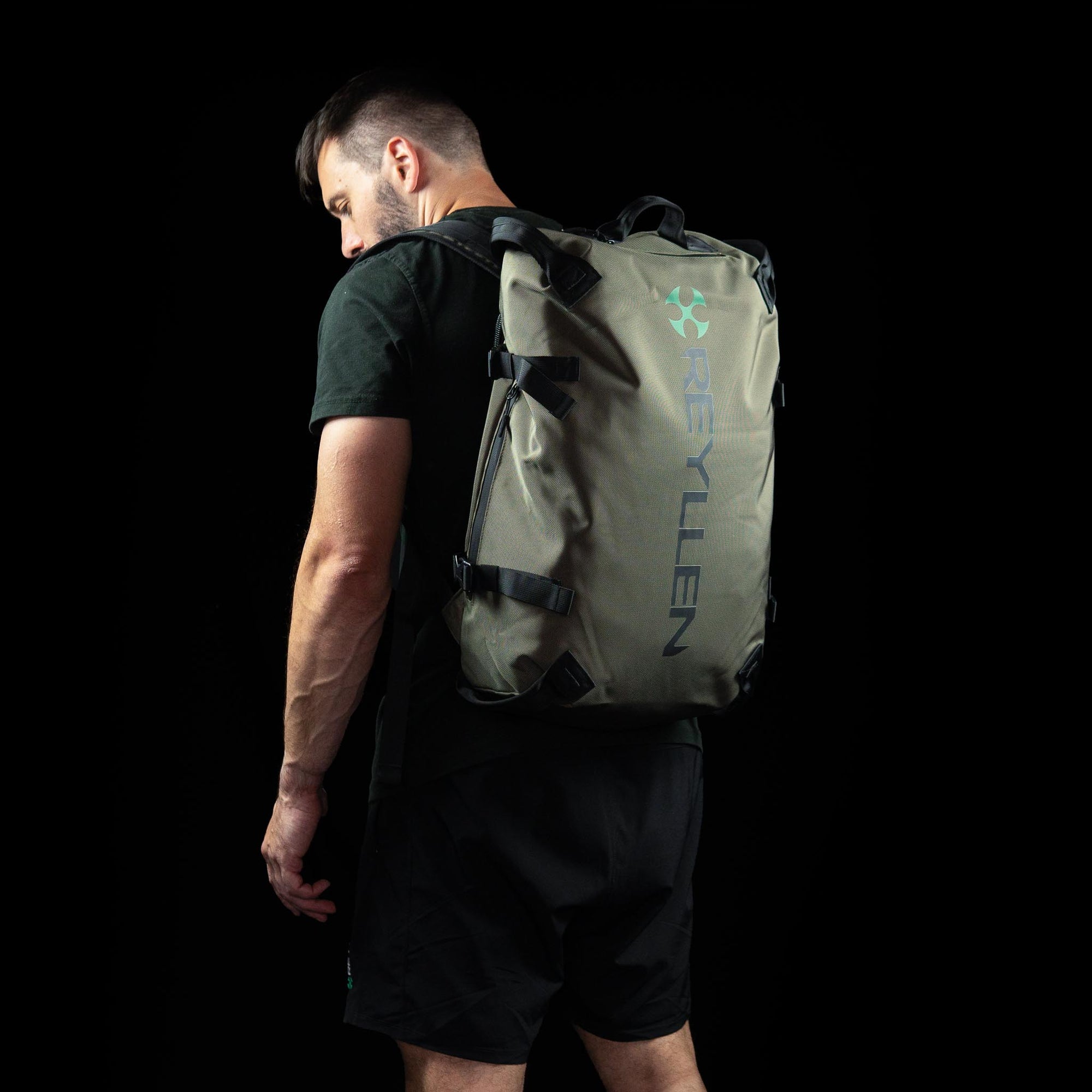 reyllen rx3 crossfit gym backpack duffle green side view