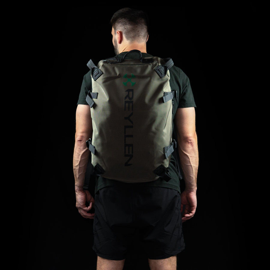 reyllen rx3 crossfit gym backpack duffle green back view
