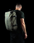 reyllen rx3 crossfit gym backpack duffle olive green worn on back