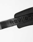 Reyllen Seal Pro Rubber Gymnastic Hand Grips no chalk for crossfit black on white background wrist strap detail