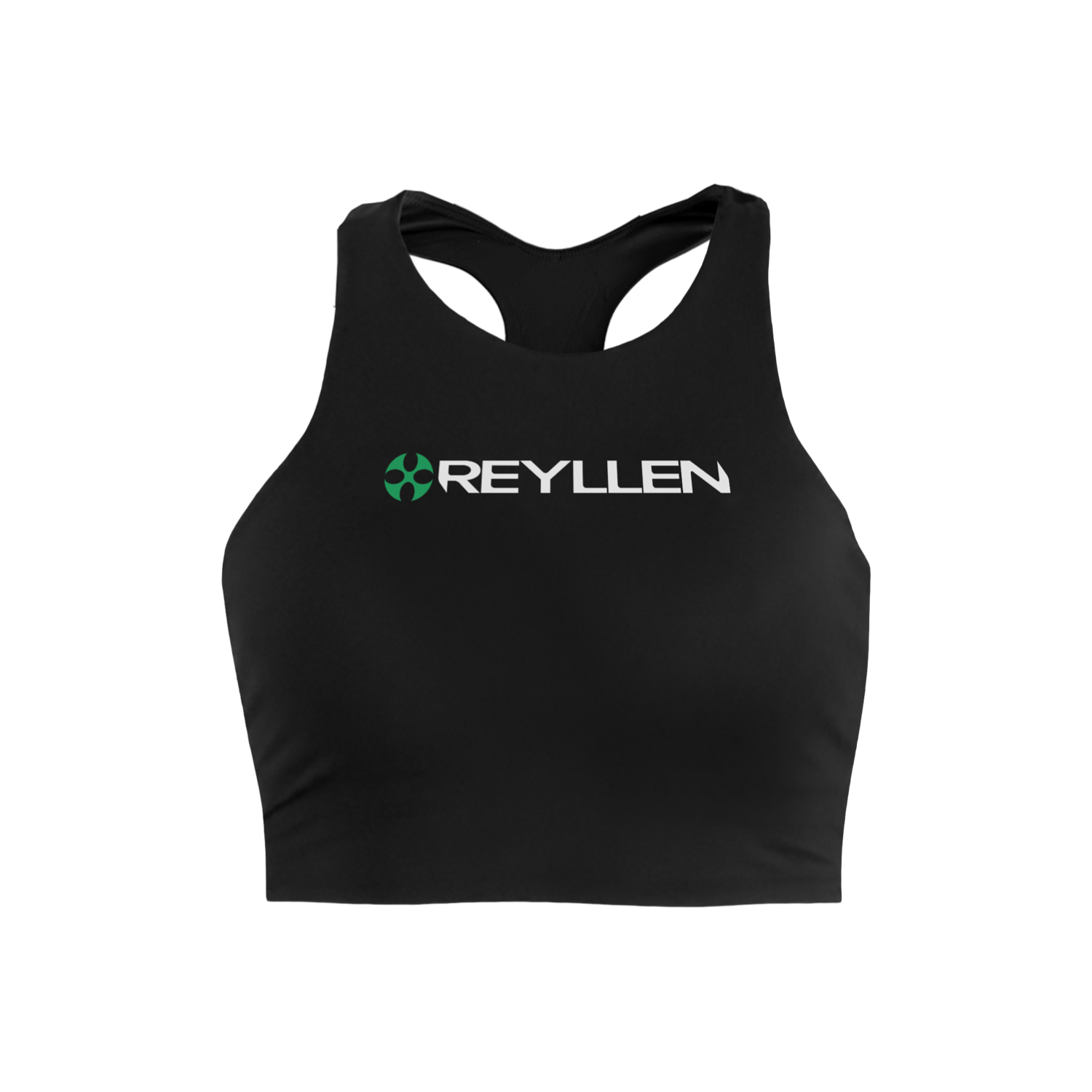 reyllen ladies racerback train top with built in bra black 