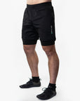 reyllen x2 gym workout crossfit shorts with liner black for men