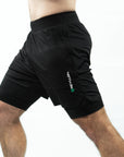 reyllen x2 gym workout crossfit shorts with liner black for men side view