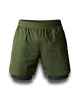 reyllen X2 2 in 1 shorts for men crossfit fitness with built in liner green 