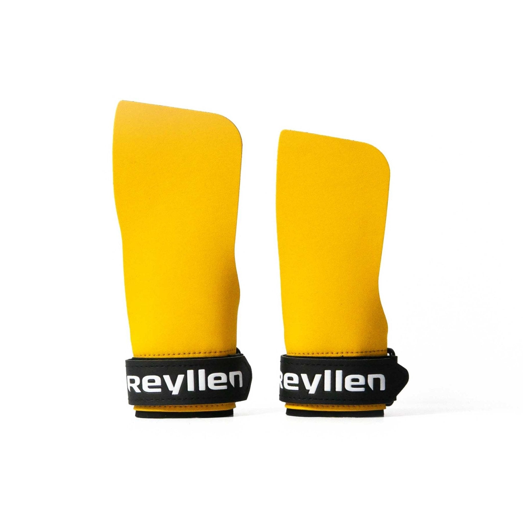Reyllen BumbleBee gymnastic hand grips for crossfit yellow on white background sizes