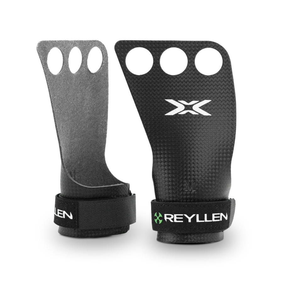 Reyllen Gecko X2 3-hole Carbon CrossFit Gymnastics Grips Front Profile