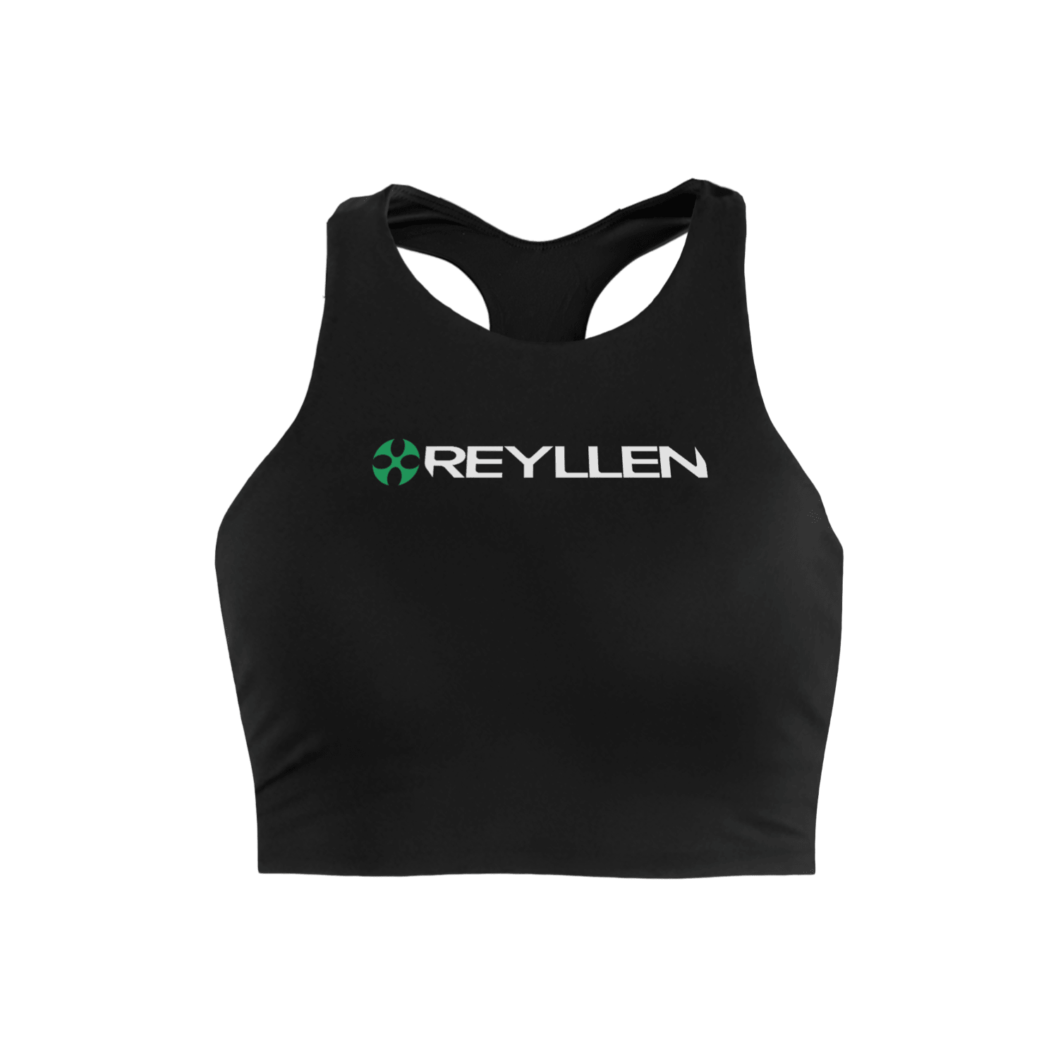 reyllen ladies racerback train top with built in bra black 