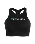 reyllen ladies racerback train top with built in bra black 