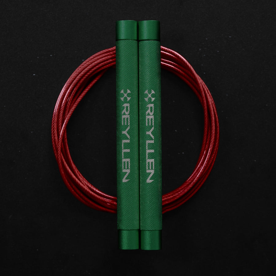 Reyllen Flare MX CrossFit Speed Skipping Jump Rope aluminium handles green and red pvc cable