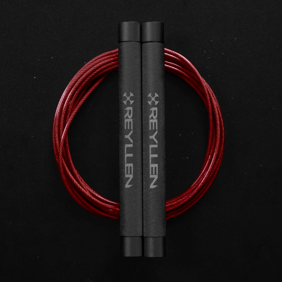 Reyllen Flare MX Speed Skipping Jump Rope aluminium handles dark grey and red pvc cable