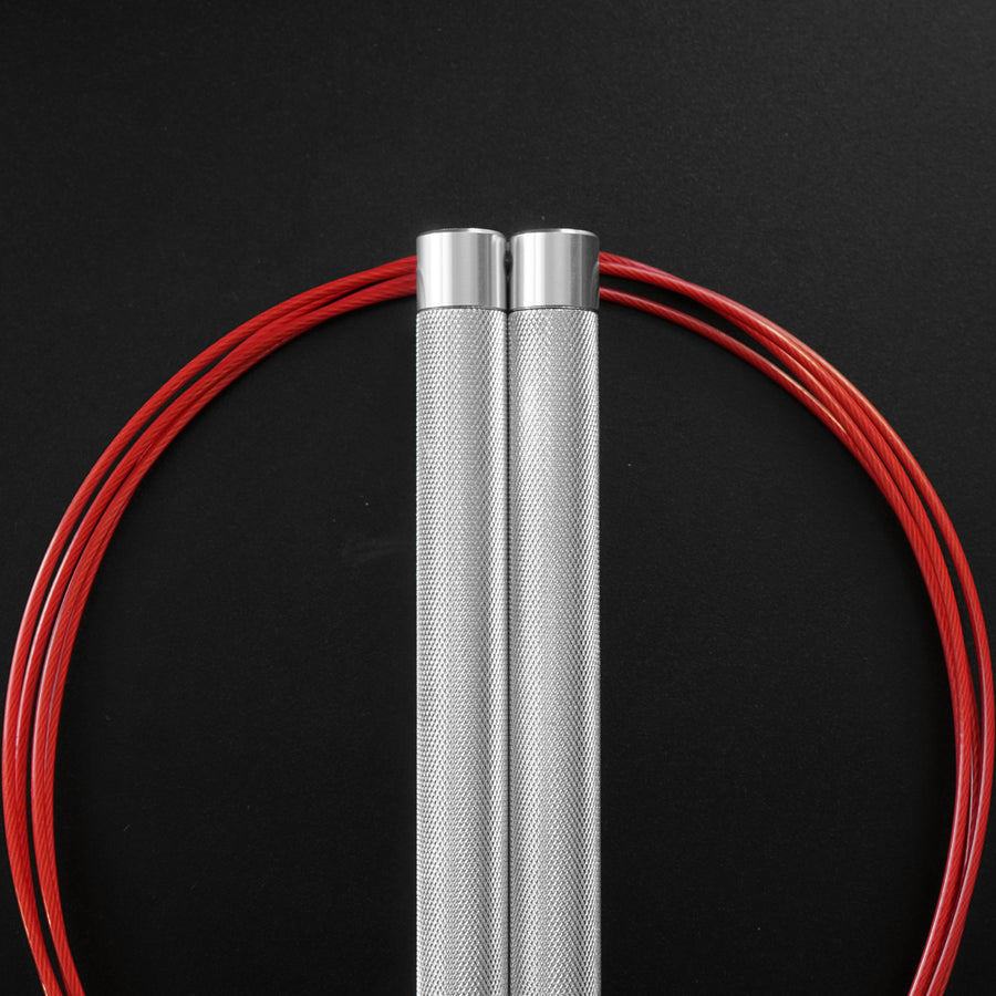 Reyllen Flare PRO CrossFit Speed Skipping Jump Rope Aluminium Handles silver and red nylon pro cable