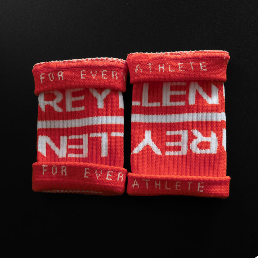 reyllen crossfit lifting sweat bands wrist bands red pair inside view