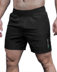 reyllen x1 mens stretchy nylon black workout wod shorts for crossfit worn on man