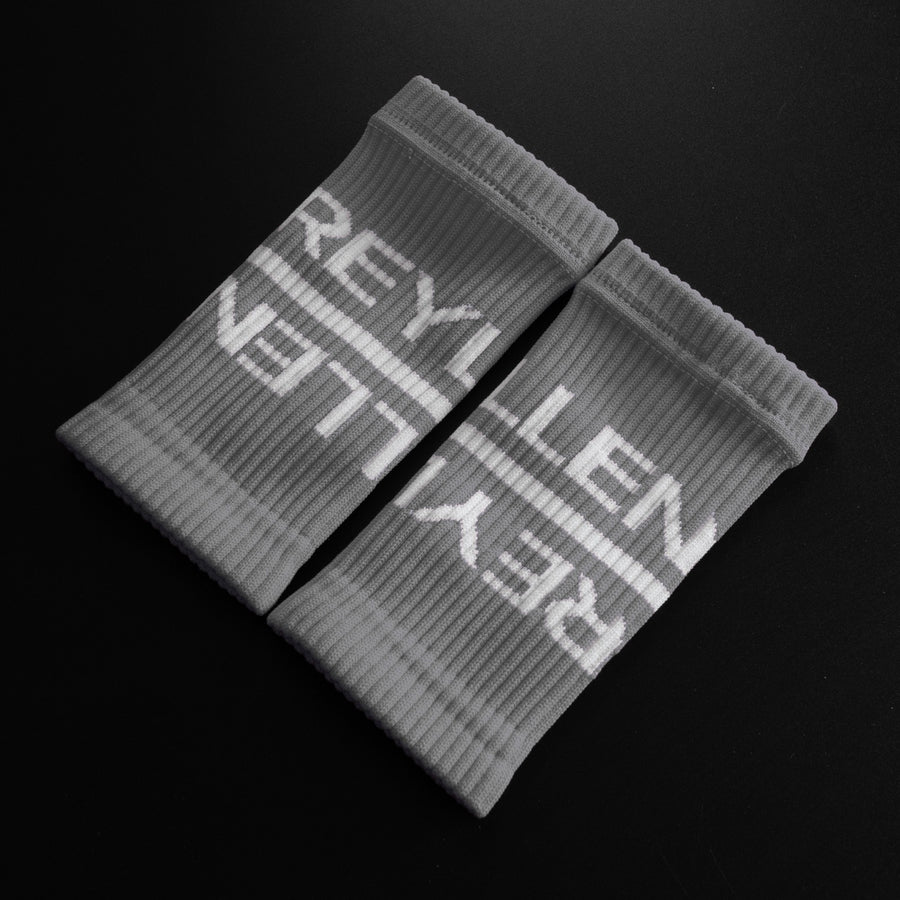 reyllen crossfit lifting sweat bands wrist bands grey pair angle view