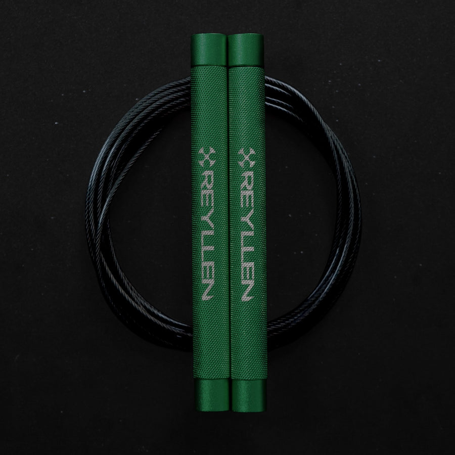 Reyllen Flare MX CrossFit Speed Skipping Jump Rope aluminium handles green and black pvc cable