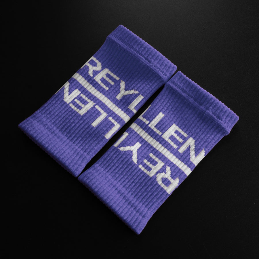 reyllen crossfit lifting sweat bands wrist bands purple pair angle view
