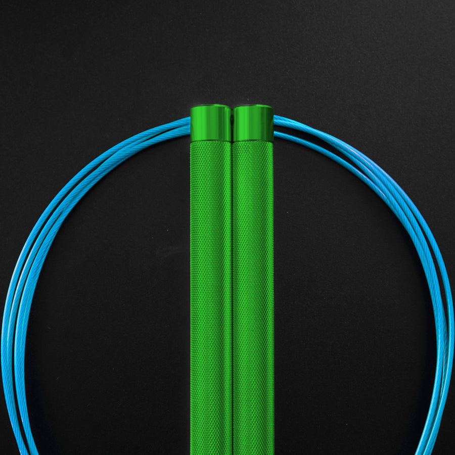 Reyllen Flare PRO CrossFit Speed Skipping Jump Rope Aluminium Handles green and blue nylon pro cable