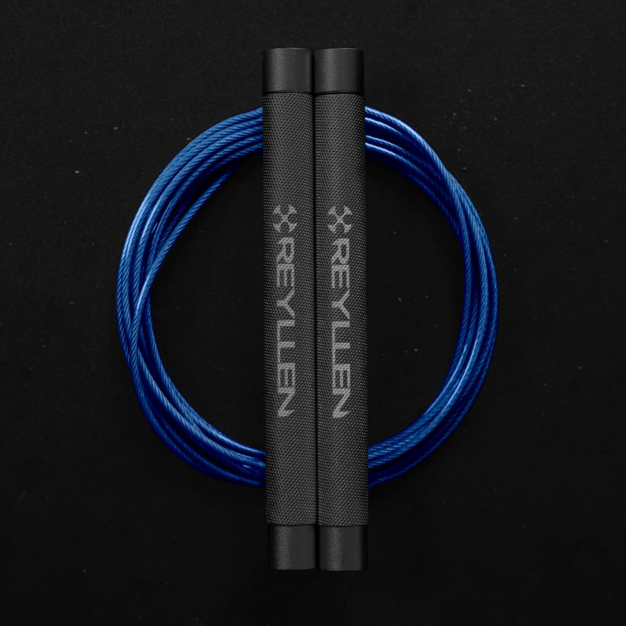 Reyllen Flare MX Speed Skipping Jump Rope aluminium handles dark grey and blue pvc cable