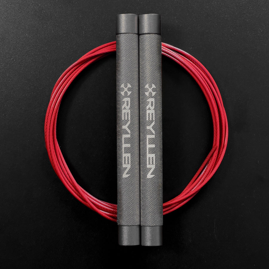 Reyllen Flare MX CrossFit Speed Skipping Jump Rope aluminium handles light grey and red nylon cable