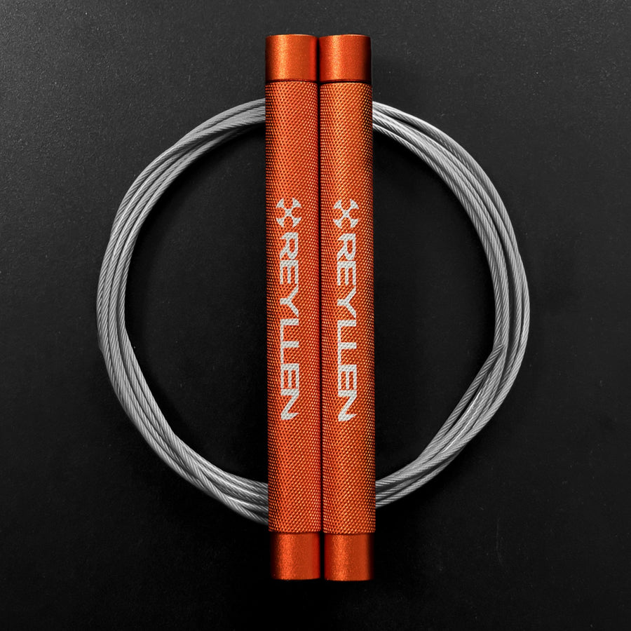 Reyllen Flare MX CrossFit Speed Skipping Jump Rope aluminium handles orange and grey nylon cable