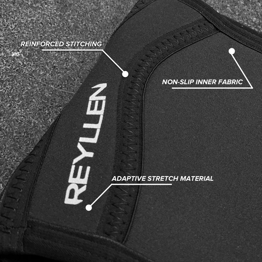 Reyllen Venta X2 7mm Knee Sleeves Neoprene black support detail of features