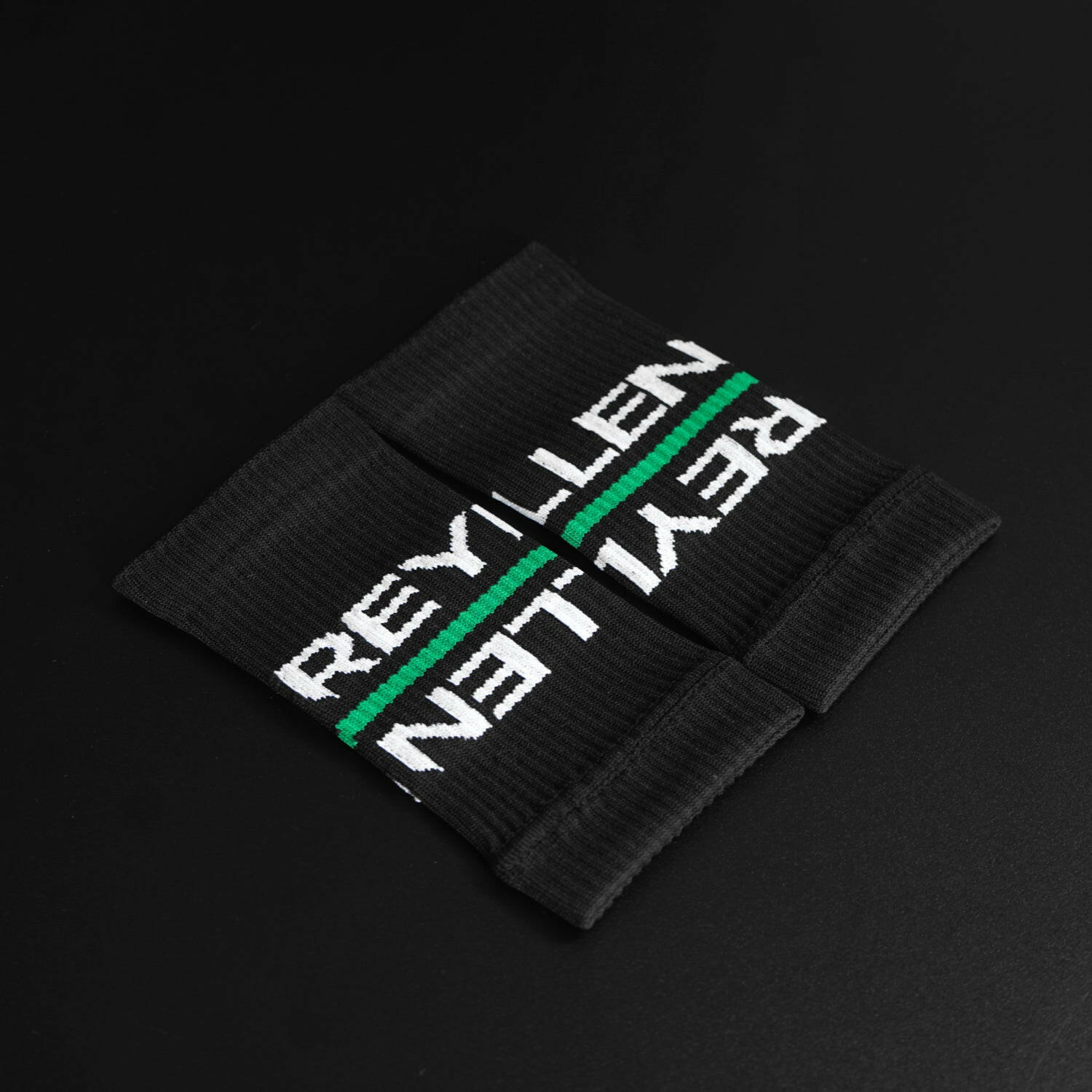 reyllen crossfit lifting sweat bands wrist bands black pair side view