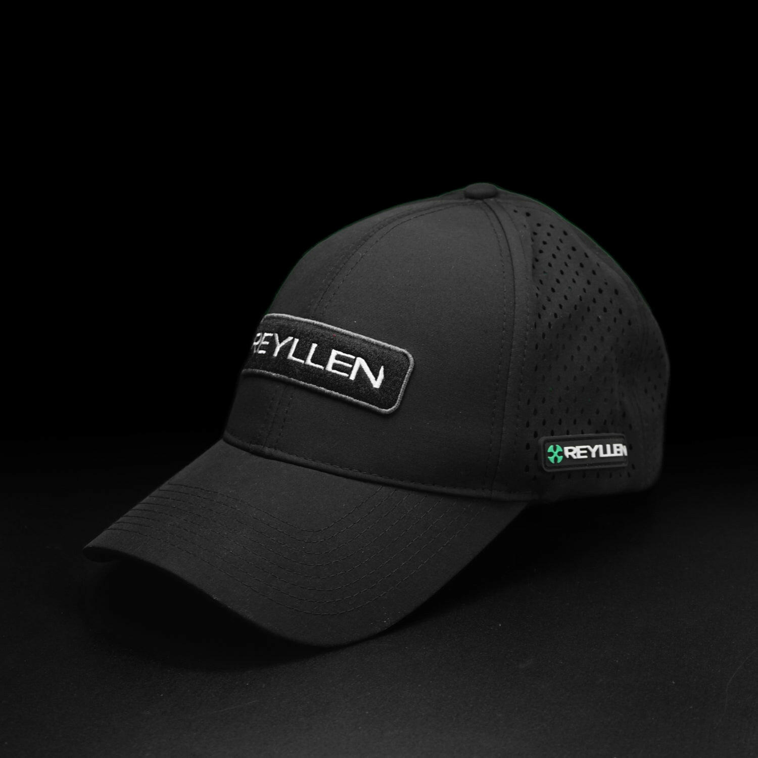 reyllen performance baseball cap hat front angle view black