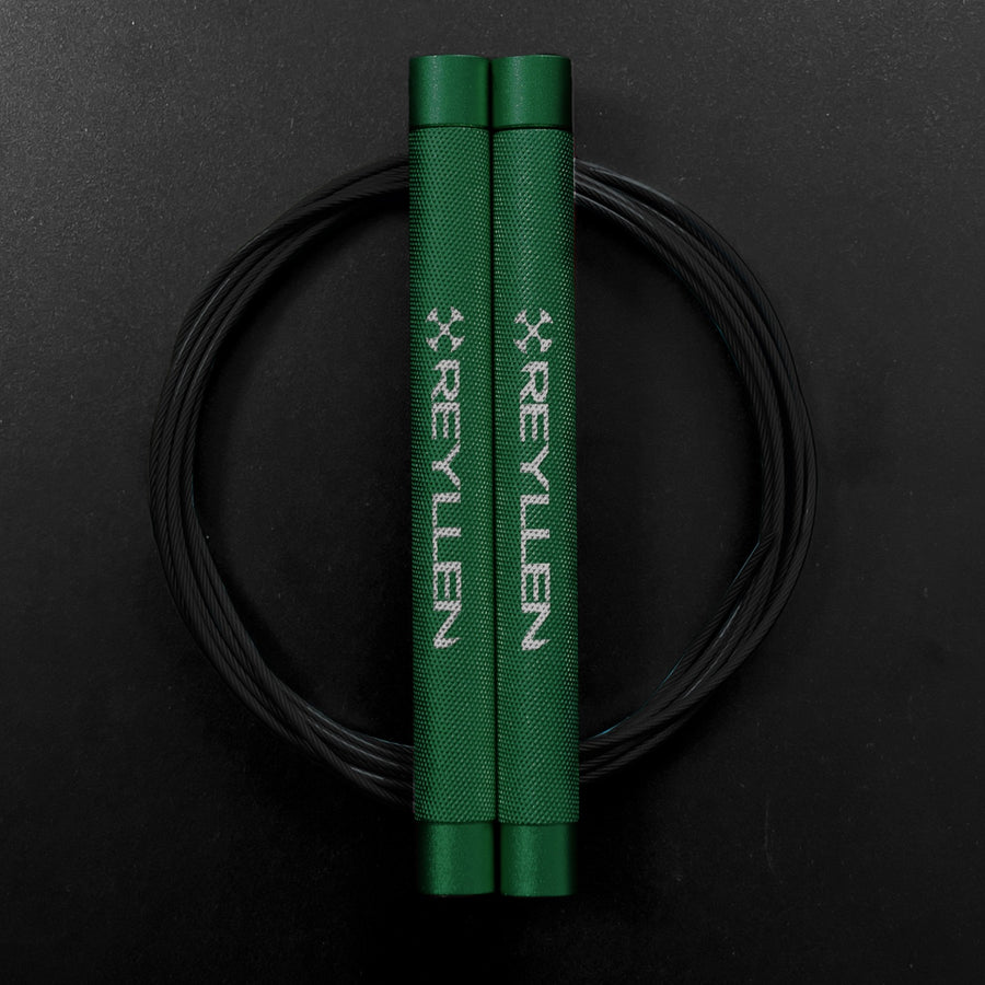 Reyllen Flare MX CrossFit Speed Skipping Jump Rope aluminium handles green and black nylon cable
