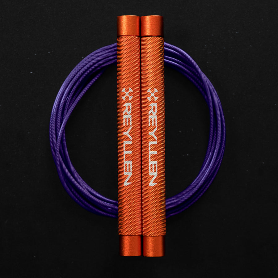 Reyllen Flare MX CrossFit Speed Skipping Jump Rope aluminium handles orange and purple pvc cable